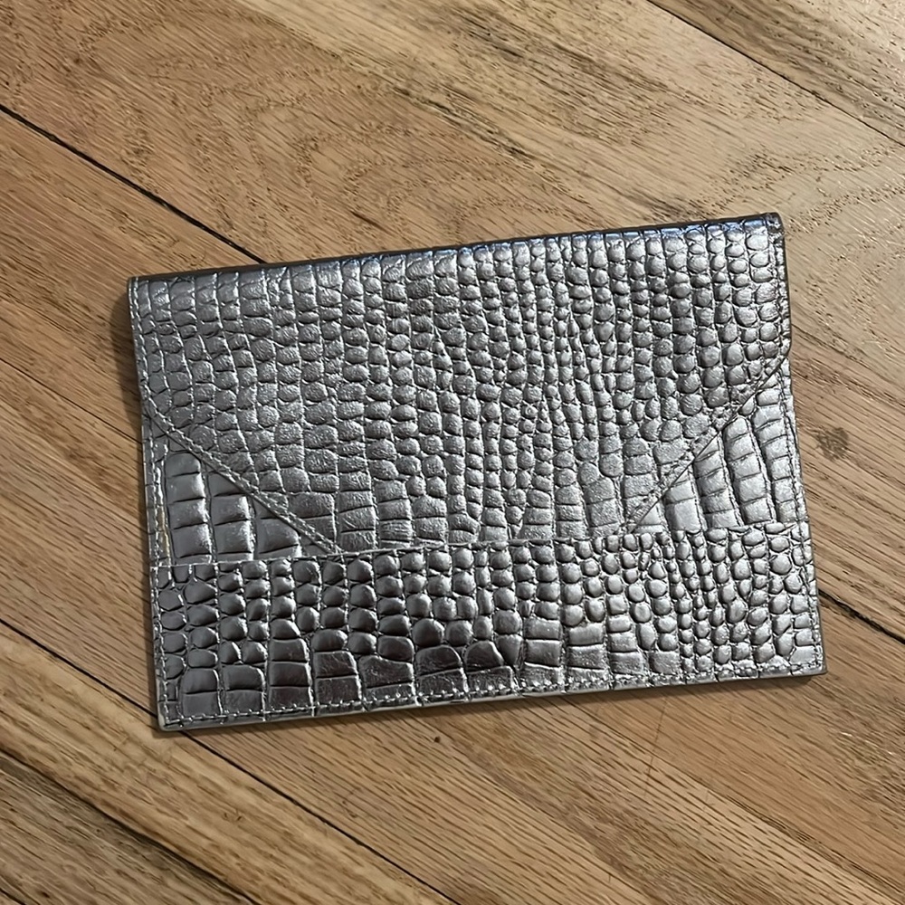 Silver crocodile envelope wallet can be used as clutch or wallet
